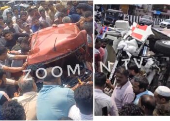 ಆಂಬ್ಯುಲೆನ್ಸ್-ಕಾರಿನ ನಡುವೆ ಅಪಘಾತ : ಮೂವರು ಮೃತ್ಯು, ನಾಲ್ವರಿಗೆ ಗಾಯ