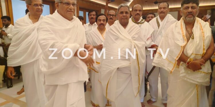 ಧರ್ಮಸ್ಥಳ ಶ್ರೀ ಮಂಜುನಾಥ ಸ್ವಾಮಿ ದರ್ಶನ ಪಡೆದ ಸಿಎಂ ; ಡಿಸಿಎಂ