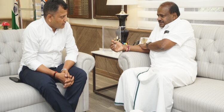 ಕೇಂದ್ರ ಸಚಿವ ಹೆಚ್.ಡಿ ಕುಮಾರಸ್ವಾಮಿರನ್ನು ಭೇಟಿಯಾದ ದ.ಕ. ಜಿಲ್ಲಾ ಸಂಸದ ಬ್ರಿಜೇಶ್ ಚೌಟ