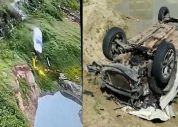 ಬೆಂಗಳೂರು-ಮೈಸೂರು ದಶಪಥ ಹೆದ್ದಾರಿಯಲ್ಲಿ ಅಪಘಾತ : ಸಿನಿಮಾ ಸ್ಟೈಲ್ ನಲ್ಲಿ ಕೆರೆಗೆ ಹಾರಿದ ಕಾರು