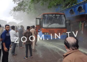 ಸುಳ್ಯ : ಚಲಿಸುತ್ತಿದ್ದ ಬಸ್ ನಲ್ಲಿ ಹಠಾತ್ ಕಾಣಿಸಿಕೊಂಡ ಬೆಂಕಿ!