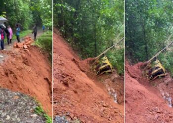 50 ಅಡಿ ಆಳದ ಪ್ರಪಾತಕ್ಕೆ ಬಿದ್ದ ಲಾರಿ : ಚಾಲಕ ಬದುಕುಳಿದದ್ದೇ ಪವಾಡ