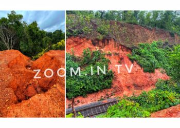 ನರಿಮೊಗರು ರೈಲ್ವೇ ಟ್ರ್ಯಾಕ್ ಮೇಲೆ ಬಿದ್ದ ಮಣ್ಣು ತೆರವು : ಇನ್ನೊಂದು ಬದಿಯ ಗುಡ್ಡ ಕುಸಿಯುವ ಭೀತಿ