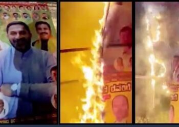 ಮಾಜಿ ಶಾಸಕ ಪ್ರೀತಂಗೌಡ ಭಾವಚಿತ್ರವಿದ್ದ ಫ್ಲೆಕ್ಸ್​ಗಳಿಗೆ ಬೆಂಕಿಯಿಟ್ಟ ಕಿಡಿಗೇಡಿಗಳು!