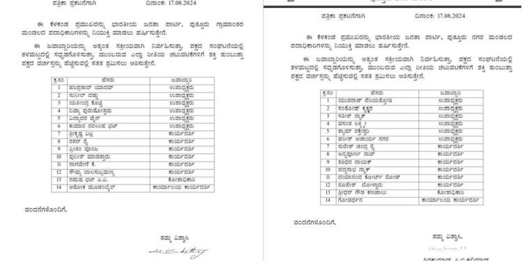 ಪುತ್ತೂರು: ಬಿಜೆಪಿ ಗ್ರಾಮಾಂತರ ಮಂಡಲ ಮತ್ತು ನಗರ ಮಂಡಲ ಪದಾಧಿಕಾರಿಗಳ ಮತ್ತು ವಿವಿಧ ಮೋರ್ಚಾಗಳ ಅಧ್ಯಕ್ಷರ ಪದಾಧಿಕಾರಿಗಳ ನೇಮಕ…!!!!