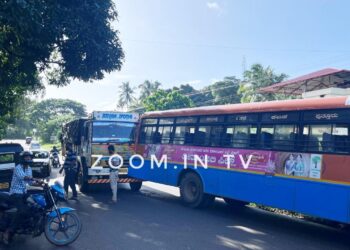 ಪುತ್ತೂರು : ಕೆ.ಎಸ್.ಆರ್.ಟಿ.ಸಿ ಬಸ್ ಮತ್ತು ಲಾರಿ ನಡುವೆ ಡಿಕ್ಕಿ!