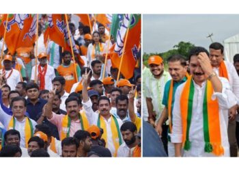 ಮೈಸೂರು ಚಲೋ ಪಾದಯಾತ್ರೆಯಲ್ಲಿ ನಳಿನ್ ಕುಮಾರ್ ಕಟೀಲ್, ಸಂಜೀವ ಮಠಂದೂರು ಭಾಗಿ