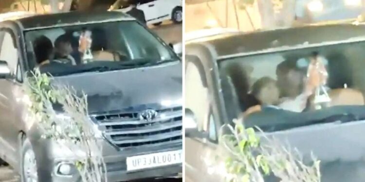 ಇಬ್ಬರು ಯುವತಿಯರ ಜೊತೆ ಕಾರಿನಲ್ಲಿ ಯುವಕ ರೊಮ್ಯಾನ್ಸ್!