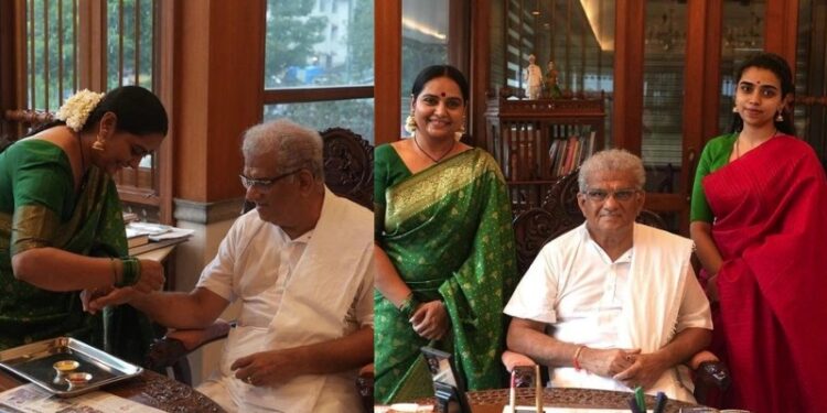 ಧರ್ಮಸ್ಥಳ ಧರ್ಮಾಧಿಕಾರಿ ಡಾ. ವೀರೇಂದ್ರ ಹೆಗ್ಗಡೆಯವರಿಗೆ ರಾಖಿ ಕಟ್ಟಿದ ನಟಿ ಶ್ರುತಿ!