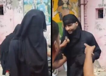 ಪ್ರೇಯಸಿಯನ್ನು ಭೇಟಿಯಾಗಲು ಬುರ್ಖಾ ಧರಿಸಿ ಬಂದ ಯುವಕ ; ಧರ್ಮದೇಟು ನೀಡಿದ ಜನ!