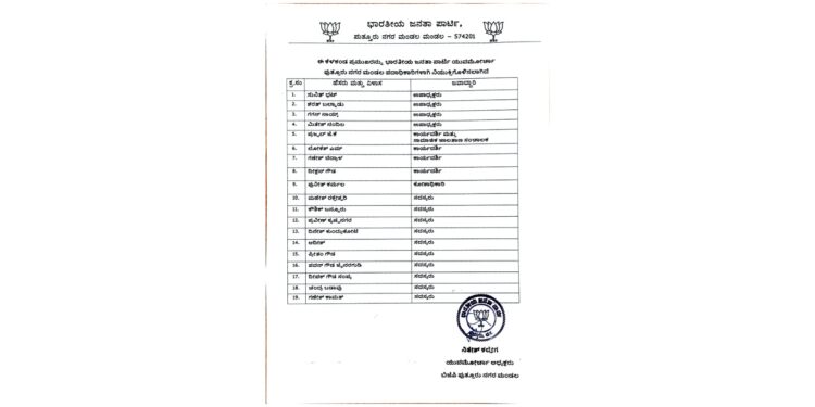 ಪುತ್ತೂರು ನಗರ ಮಂಡಲ ಬಿಜೆಪಿ ಯುವಮೋರ್ಚಾ ಪದಾಧಿಕಾರಿಗಳ ನಿಯುಕ್ತಿ!