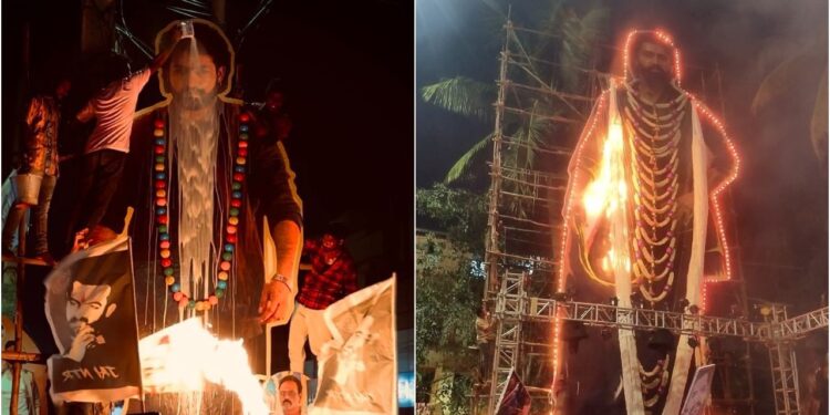 ‘ದೇವರ’ ಸೆಲೆಬ್ರೇಷನ್ ವೇಳೆ ಸಿಡಿದ ಪಟಾಕಿ :​ ಕಟೌಟ್​ಗೆ ಬೆಂಕಿ!