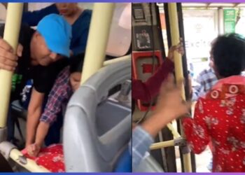 ಮಂಗಳಮುಖಿಯಂತೆ ವೇಷ ತೊಟ್ಟು ಬಸ್​​ನಲ್ಲಿ ಭಿಕ್ಷಾಟನೆ : ಪ್ರಯಾಣಿಕರ ಕೈಯಲ್ಲಿ ತಗ್ಲಾಕೊಂಡ ಯುವಕ