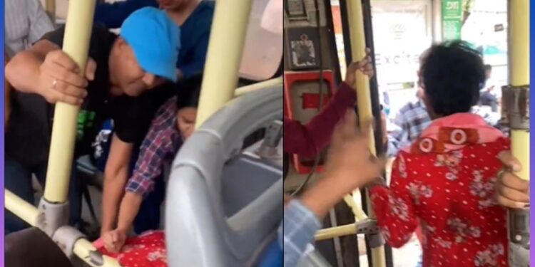 ಮಂಗಳಮುಖಿಯಂತೆ ವೇಷ ತೊಟ್ಟು ಬಸ್​​ನಲ್ಲಿ ಭಿಕ್ಷಾಟನೆ : ಪ್ರಯಾಣಿಕರ ಕೈಯಲ್ಲಿ ತಗ್ಲಾಕೊಂಡ ಯುವಕ