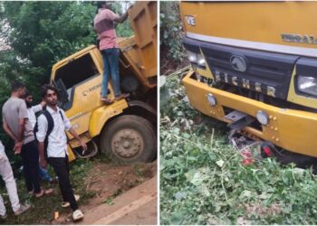 ವಿಟ್ಲ : ಮರಳು ತುಂಬಿದ ಟಿಪ್ಪರ್ ನಡಿಗೆ ಬಿದ್ದ ಬೈಕ್ : ಸವಾರನಿಗೆ ಗಾಯ!