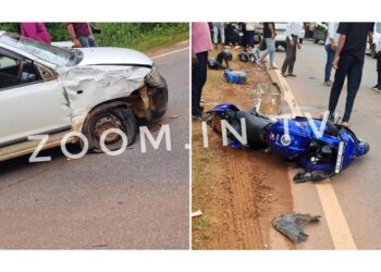 ಪುತ್ತೂರು : ಬೈಕ್-ಕಾರಿನ ನಡುವೆ ಅಪಘಾತ : ಇಬ್ಬರಿಗೆ ಗಾಯ!