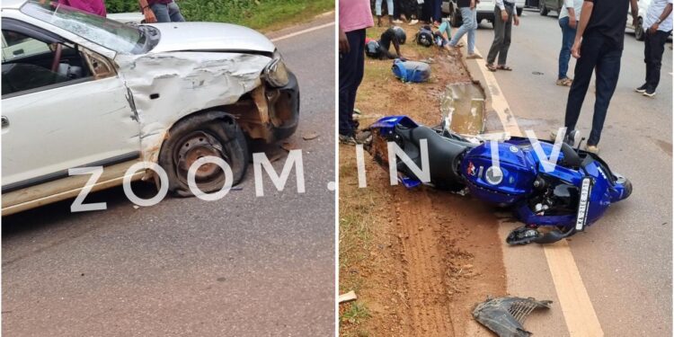 ಪುತ್ತೂರು : ಬೈಕ್-ಕಾರಿನ ನಡುವೆ ಅಪಘಾತ : ಇಬ್ಬರಿಗೆ ಗಾಯ!