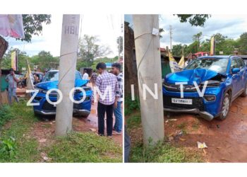 ವಿಟ್ಲ : ವಿದ್ಯುತ್ ಕಂಬಕ್ಕೆ ಕಾರು ಡಿಕ್ಕಿ : ಚಾಲಕ, ಪ್ರಯಾಣಿಕ ಅಪಾಯದಿಂದ ಪಾರು!