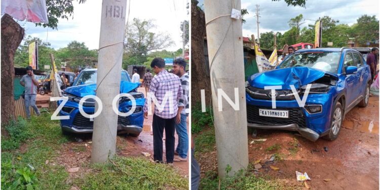 ವಿಟ್ಲ : ವಿದ್ಯುತ್ ಕಂಬಕ್ಕೆ ಕಾರು ಡಿಕ್ಕಿ : ಚಾಲಕ, ಪ್ರಯಾಣಿಕ ಅಪಾಯದಿಂದ ಪಾರು!