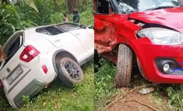 ಕಾರುಗಳ ನಡುವೆ ಡಿಕ್ಕಿ : ಪ್ರಯಾಣಿಕರಿಗೆ ಗಾಯ!