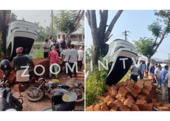 ದ್ವಿಚಕ್ರ ವಾಹನಗಳಿಗೆ ಡಿಕ್ಕಿ ಹೊಡೆದು ಸಿನಿಮೀಯ ರೀತಿಯಲ್ಲಿ ಪಲ್ಟಿಯಾದ ಕಾರು..!!!