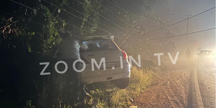 ಪುತ್ತೂರು: ವಿದ್ಯುತ್ ಕಂಬಕ್ಕೆ ಡಿಕ್ಕಿ ಹೊಡೆದ ಕಾರು..!!!