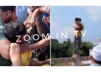 ಮಗುವಿನೊಂದಿಗೆ ನದಿಗೆ ಹಾರಲು ಯತ್ನಿಸಿದ ವ್ಯಕ್ತಿಯ ರಕ್ಷಿಸಿದ ಸ್ಥಳೀಯರು..!!!