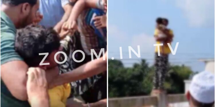 ಮಗುವಿನೊಂದಿಗೆ ನದಿಗೆ ಹಾರಲು ಯತ್ನಿಸಿದ ವ್ಯಕ್ತಿಯ ರಕ್ಷಿಸಿದ ಸ್ಥಳೀಯರು..!!!