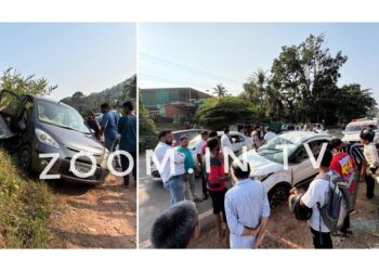 ಪುತ್ತೂರು: ಬೈಪಾಸ್ ರಸ್ತೆಯಲ್ಲಿ ಕಾರುಗಳ ನಡುವೆ ಡಿಕ್ಕಿ..!!