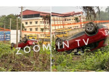 ಪುತ್ತೂರು: ಚಾಲಕನ ನಿಯಂತ್ರಣ ತಪ್ಪಿ ಕಾರು ಪಲ್ಟಿ .!!!!