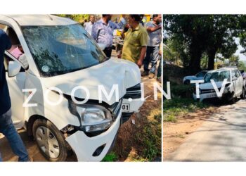 ಪುತ್ತೂರು: ರಸ್ತೆ ಬದಿ ಕಂಬಕ್ಕೆ ಗುದ್ದಿದ ಕಾರು..!!!