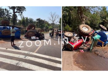 ಪುತ್ತೂರು: ನಿಯಂತ್ರಣ ತಪ್ಪಿ ನೀರಿನ ಟ್ಯಾಂಕರ್ ಪಲ್ಟಿ..!!!