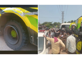 ಟೈಯರ್ ಒಡೆದರೂ ಬದಲಾಯಿಸದೆ ಒಂದೇ ಟೈಯರ್ ನಲ್ಲಿ ಬಸ್ ಸಂಚಾರ : ತಡೆದು ಪೊಲೀಸರಿಗೊಪ್ಪಿಸಿದ ಸಾರ್ವಜನಿಕರು..!!!