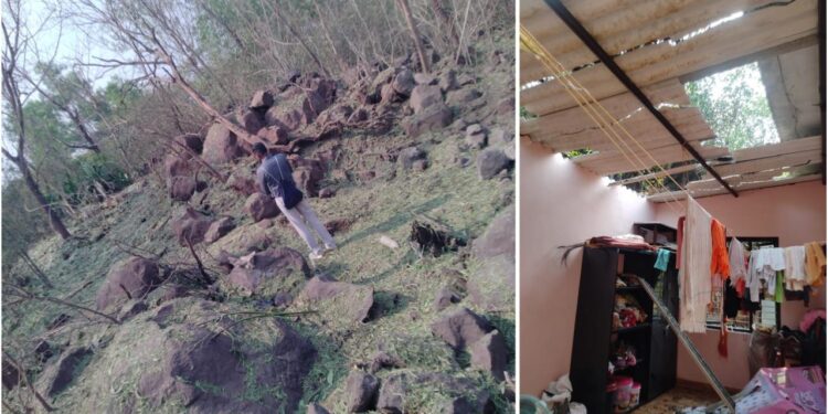 ವಿಟ್ಲ : ಕಲ್ಲಿನ ಕೋರೆಯಲ್ಲಿ ಸ್ಪೋಟ : ಮನೆಗಳಿಗೆ ಹಾನಿ..!!