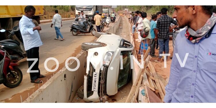 ಮದ್ದಡ್ಕ: ಚರಂಡಿಗೆ ಬಿದ್ದ ಮಾರುತಿ ಕಾರು…!!!!