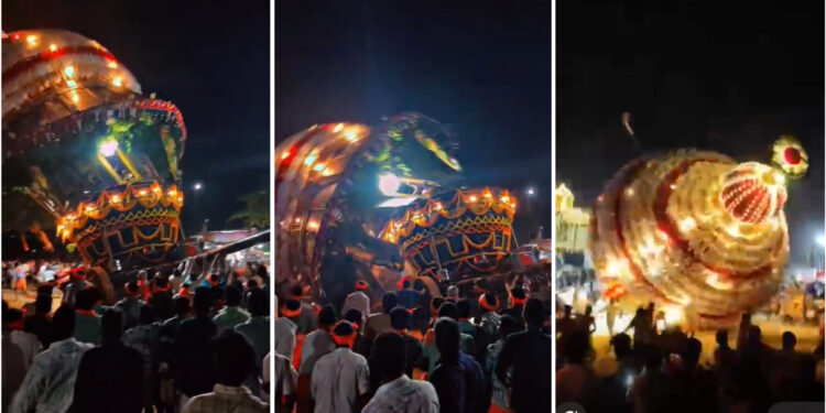 ಬಪ್ಪನಾಡು ಶ್ರೀ ದುರ್ಗಾಪರಮೇಶ್ವರಿ ದೇವಸ್ಥಾನದ ರಥೋತ್ಸವದ ವೇಳೆ ರಥದ ಮೇಲ್ಭಾಗ ಕುಸಿತ..!!!