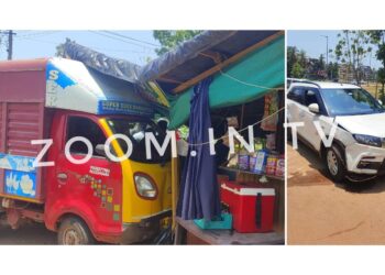 ಪುತ್ತೂರು : ಕಾರು ಮತ್ತು ಟೆಂಪೋ ಡಿಕ್ಕಿ : ಅಂಗಡಿಗೆ ನುಗ್ಗಿದ ಟೆಂಪೋ .!!!