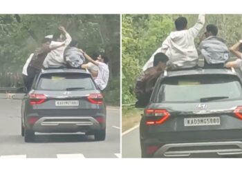 ಸುಳ್ಯ : ಕಾರಿನಲ್ಲಿ ಯುವಕರ ಹುಚ್ಚಾಟ : ಕಾರಿನ ಹೊರಭಾಗ ಕುಳಿತು ಪ್ರಯಾಣ: ಪ್ರಕರಣ ದಾಖಲು..!!!