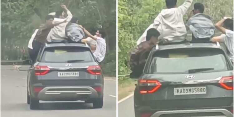 ಸುಳ್ಯ : ಕಾರಿನಲ್ಲಿ ಯುವಕರ ಹುಚ್ಚಾಟ : ಕಾರಿನ ಹೊರಭಾಗ ಕುಳಿತು ಪ್ರಯಾಣ: ಪ್ರಕರಣ ದಾಖಲು..!!!