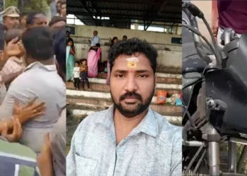 ಟ್ರಾಫಿಕ್ ಪೊಲೀಸರಿಂದ ತಪ್ಪಿಸಿಕೊಳ್ಳಲು ಹೋಗಿ ಬಸ್ಸಿನಡಿಗೆ ಬಿದ್ದು ಬೈಕ್ ಸವಾರ ಮೃತ್ಯು..!!