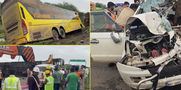 ಮಹೇಂದ್ರ TUV, ಲಾರಿ, VRL ಬಸ್ ಮಧ್ಯೆ ಸರಣಿ ಅಪಘಾತ; ಸ್ಥಳದಲ್ಲೇ ಪ್ರಾಣಬಿಟ್ಟ 6 ಮಂದಿ…!!!