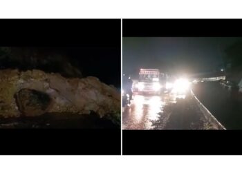 ಮಂಗಳೂರು: ರಾಷ್ಟ್ರೀಯ ಹೆದ್ದಾರಿಯಲ್ಲಿ ಗುಡ್ಡ ಕುಸಿತ, ಒಂದು ಬದಿ ರಸ್ತೆ ಸಂಚಾರ ಬಂದ್..!!