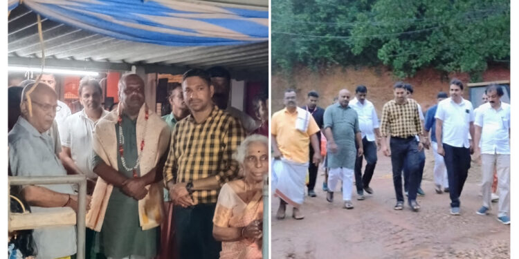 ಜೀರ್ಣೋದ್ಧಾರಗೊಳ್ಳುತ್ತಿರುವ ಇತಿಹಾಸ ಪ್ರಸಿದ್ಧ ಶರವೂರು ದೇವಸ್ಥಾನಕ್ಕೆ ಸ್ಪೀಕರ್ ಯು.ಟಿ ಖಾದರ್ ಭೇಟಿ..!!