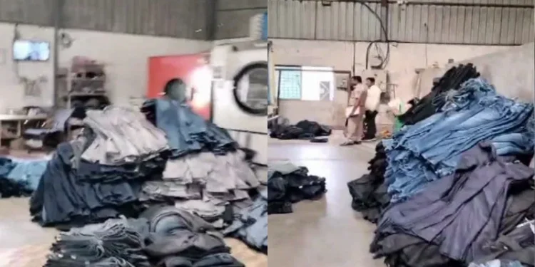 ನಕಲಿ ಬ್ರಾಂಡೆಡ್ ಜೀನ್ಸ್ ತಯಾರಿಕಾ ಅಡ್ಡೆ ಮೇಲೆ ಪೊಲೀಸ್ ದಾಳಿ – 30 ಲಕ್ಷಕ್ಕೂ ಅಧಿಕ ಮೌಲ್ಯದ ಜೀನ್ಸ್ ಸೀಜ್.!!