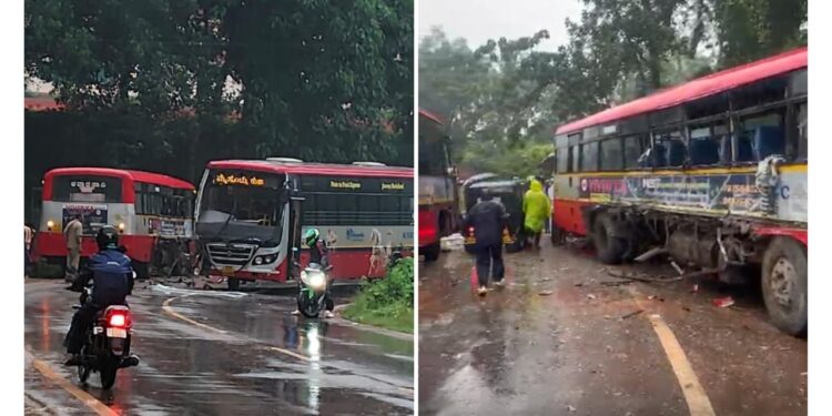 ಸುಳ್ಯ : ಬಸ್ಸುಗಳ ಡಿಕ್ಕಿ – ಹೆಚ್ಚು ಪ್ರಯಾಣಿಕರಿಗೆ ಗಾಯ..!!