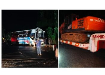 ನೆಲ್ಯಾಡಿ: ಖಾಸಗಿ ಬಸ್ ಹಿಟಾಚಿ ಲಾರಿಗೆ ಡಿಕ್ಕಿ : ಓರ್ವ ಸಾವು ಹಲವರಿಗೆ ಗಾಯ..!!