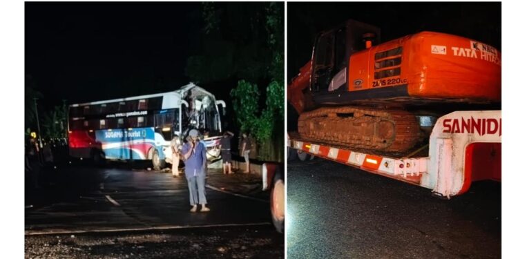 ನೆಲ್ಯಾಡಿ: ಖಾಸಗಿ ಬಸ್ ಹಿಟಾಚಿ ಲಾರಿಗೆ ಡಿಕ್ಕಿ : ಓರ್ವ ಸಾವು ಹಲವರಿಗೆ ಗಾಯ..!!