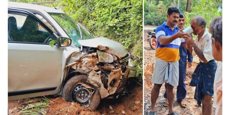 ವಿಟ್ಲ: ಚಾಲಕನ ನಿಯಂತ್ರಣ ತಪ್ಪಿ ಪಾದಚಾರಿಗೆ ಗುದ್ದಿದ ಕಾರು..!!!