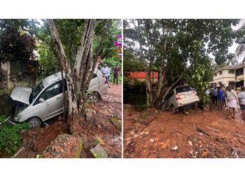 ವಿಟ್ಲ: ಚಾಲಕನ ನಿಯಂತ್ರಣ ತಪ್ಪಿ ಚರಂಡಿಗೆ ಬಿದ್ದ ಕಾರು