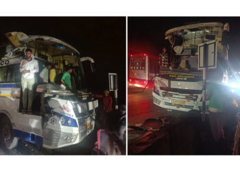 ಮಂಗಳೂರಿನಿಂದ ಬೆಂಗಳೂರಿಗೆ ತೆರಳುತ್ತಿದ್ದ ಬಸ್ ಸಕಲೇಶಪುರದಲ್ಲಿ ಇನ್ನೊಂದು ಬಸ್ ಗೆ ಡಿಕ್ಕಿ..!!